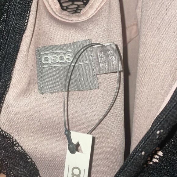 ASOS floral lace halter bodycon midi pencil black dress w/ high neckline size 6 - Picture 11 of 16